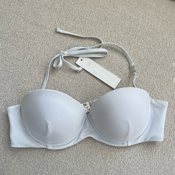 NWT MESHKI SWIM | Summer Maree Underwire Halter Bikini Top in White | Size L - Picture 1 of 8